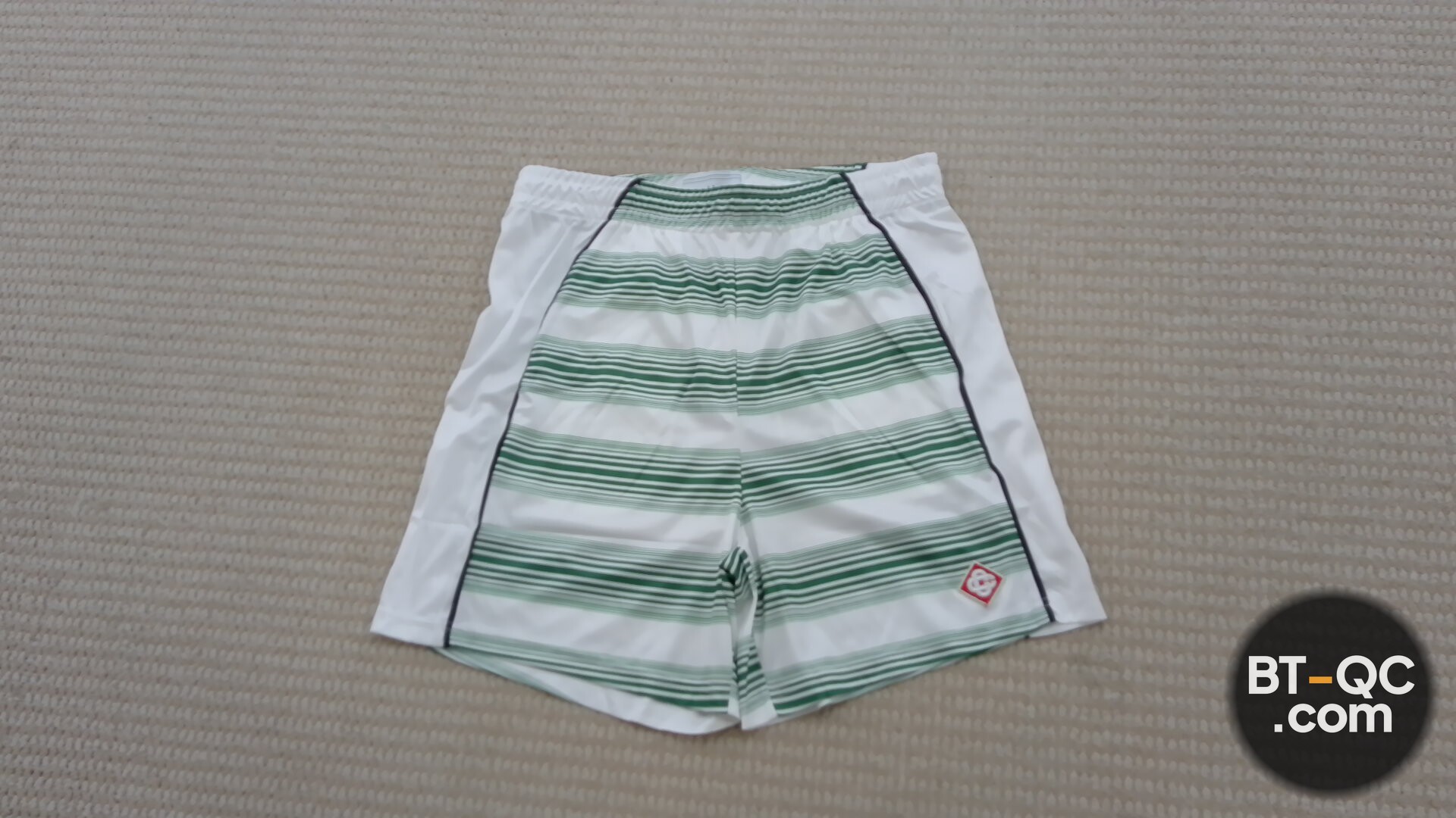 Casablanca Tennis Club shorts white green stripes QC