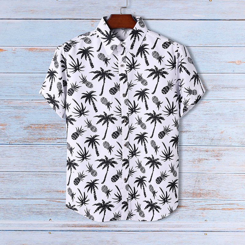 Customized Summer Cardigan Men's Short-Sleeved Shirt with Printed Hong Kong Style Beach Shirt, Printed with Your Own Design, Lazy Style Mesh Short-Sleeved Shirt