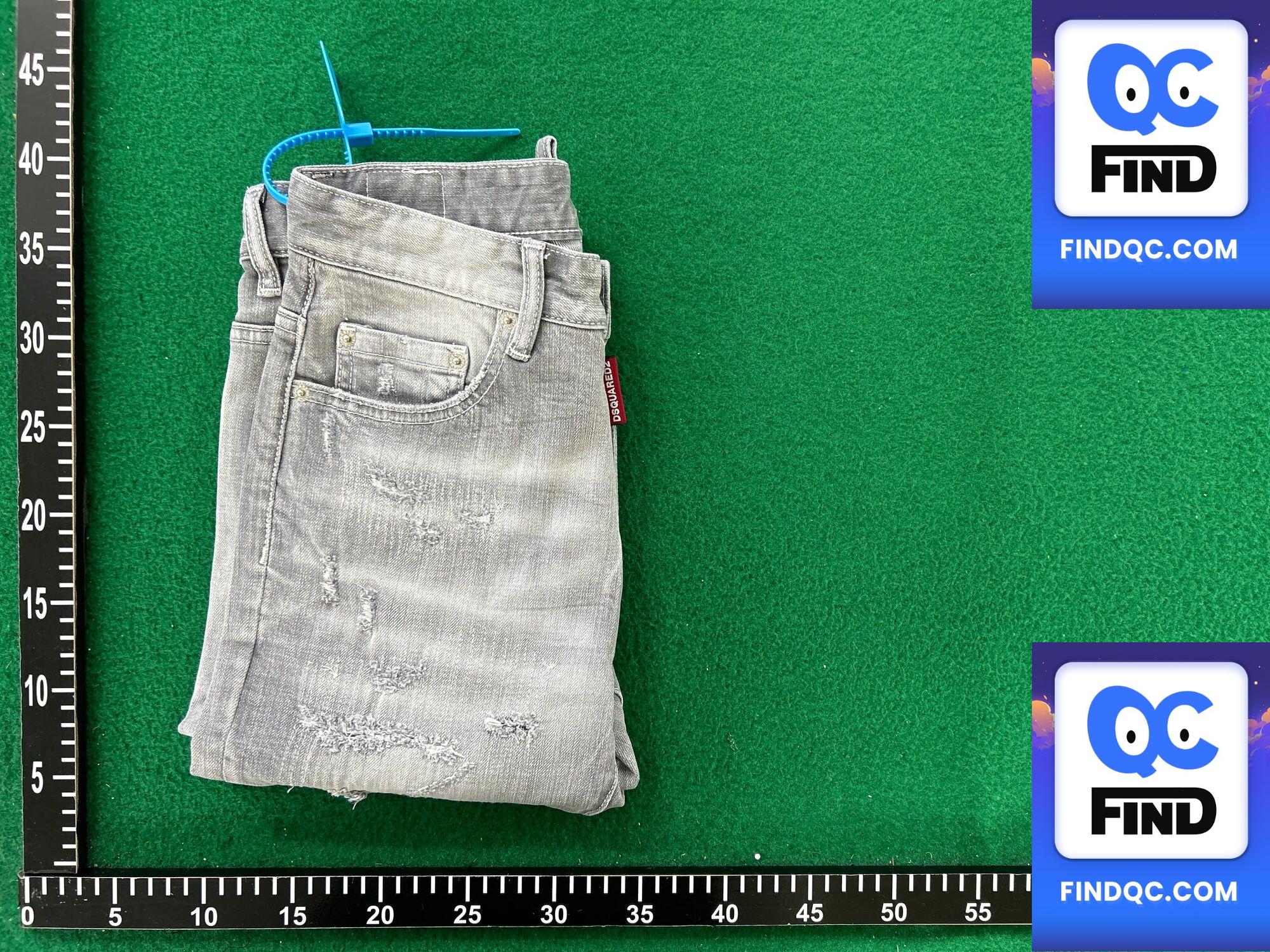 24 Fall and winter All Year Round Denim Men's D2 Stretch silm pants Dsq2 Gray European Station Hole Patch Heavy Industry QC