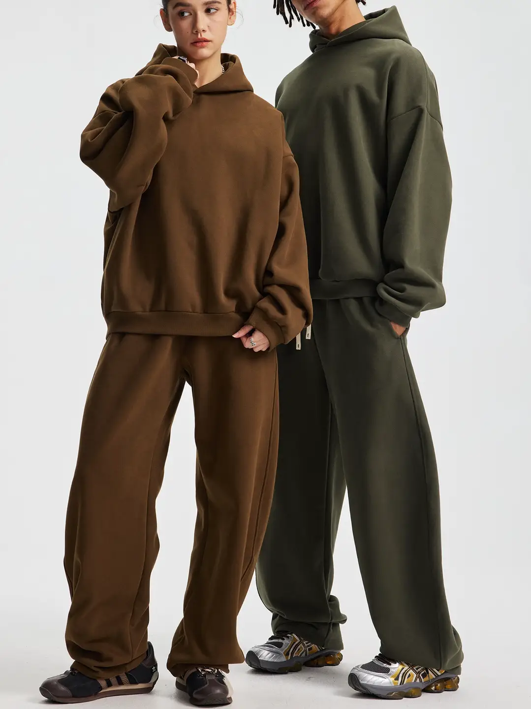 Kanye Kanye High Street 430g Heavyweight Fleece Hoodie Sweatshirt Set Loose Fit Unisex Casual Scimitar Sweatpants