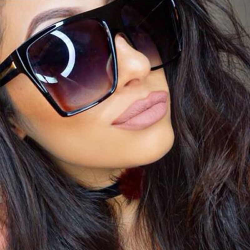 2021 New style large frame ins European and American square sunglasses women's personalized metal strip sunglasses trendy AliExpress glasses