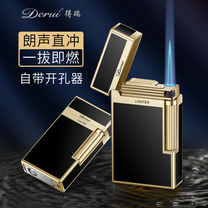 New Derui DR600 side slide Langsheng direct punch lighter metal inflatable with cigar knife men's light luxury gift