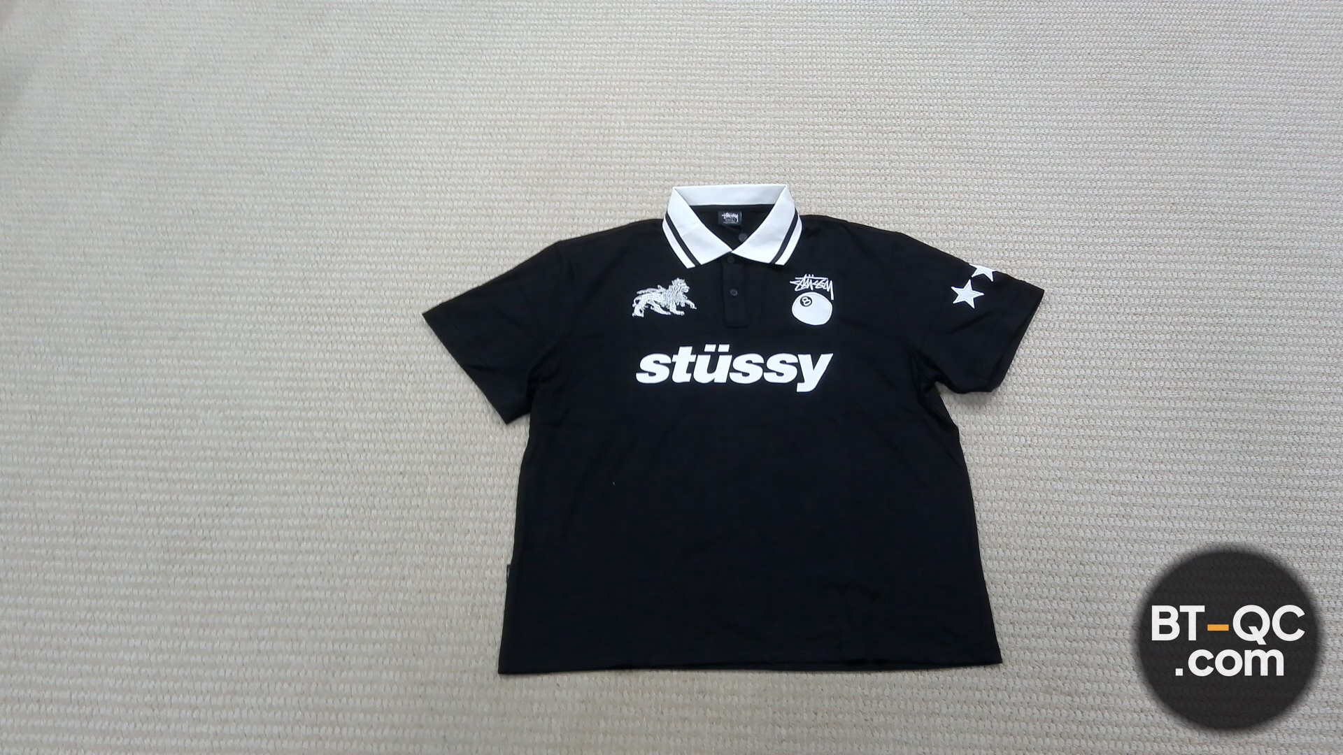 Stussy 8 Ball World Tour Polo Shirt Black QC
