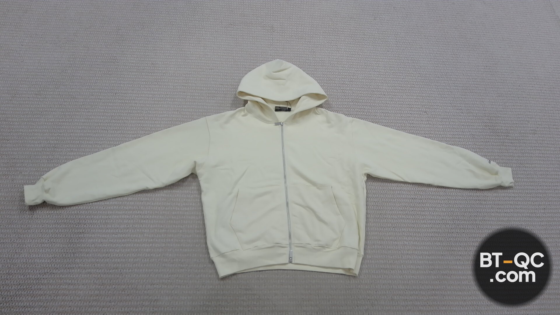 derschutze Cream Floral Print Zip Hoodie QC