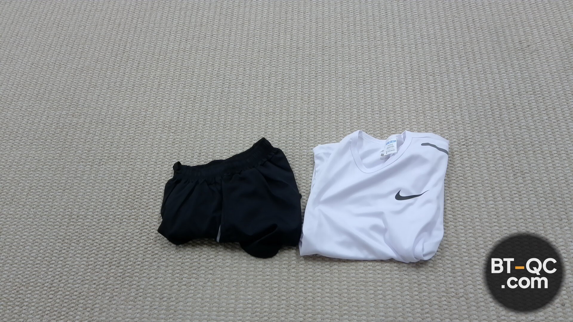Nike Men's Black Shorts and White T-Shirt Set QC