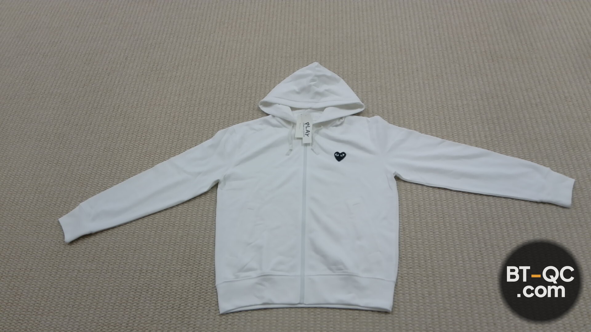 Comme des Garcons PLAY Hoodie White Black Heart Logo QC