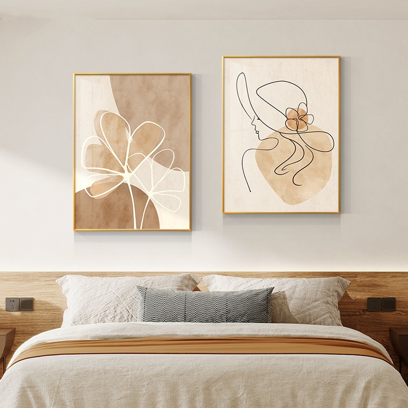 Nordic Cream Style Living Room Hanging Painting Abstract Simple Style Advanced Style Restaurant Wall Mural Bedroom Bedside Decorative Painting