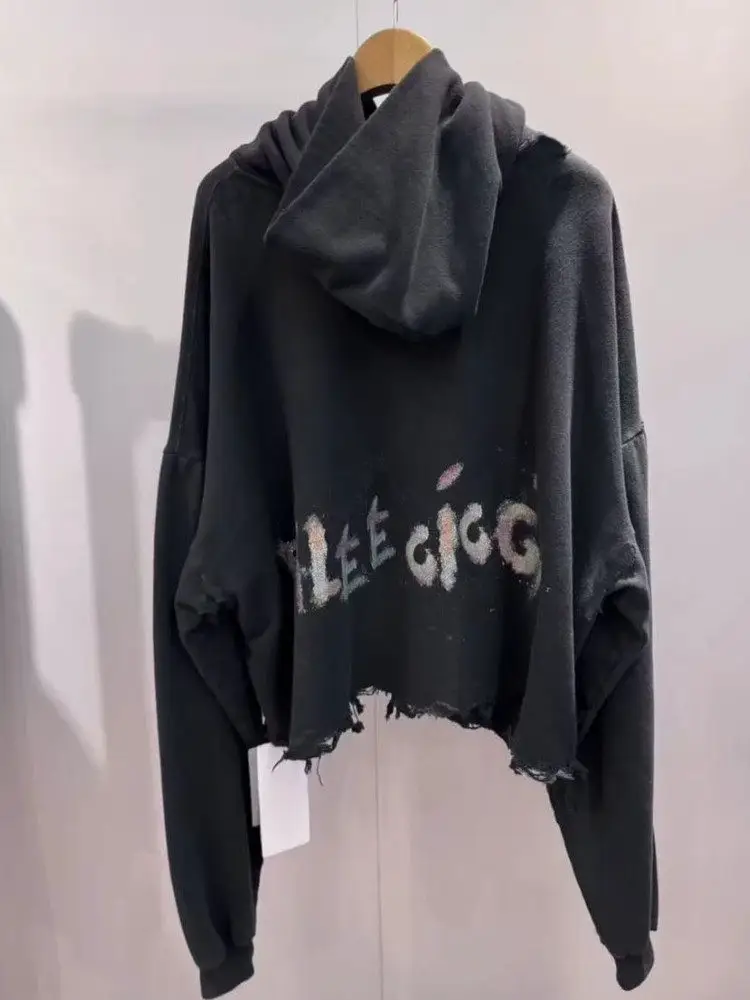 Ceiling! Paris-Style Wheat Spike Colorful Graffiti Hoodie for Men and Women 25Fw Autumn and Winter Loose Pure Cotton Hoodie Trendy