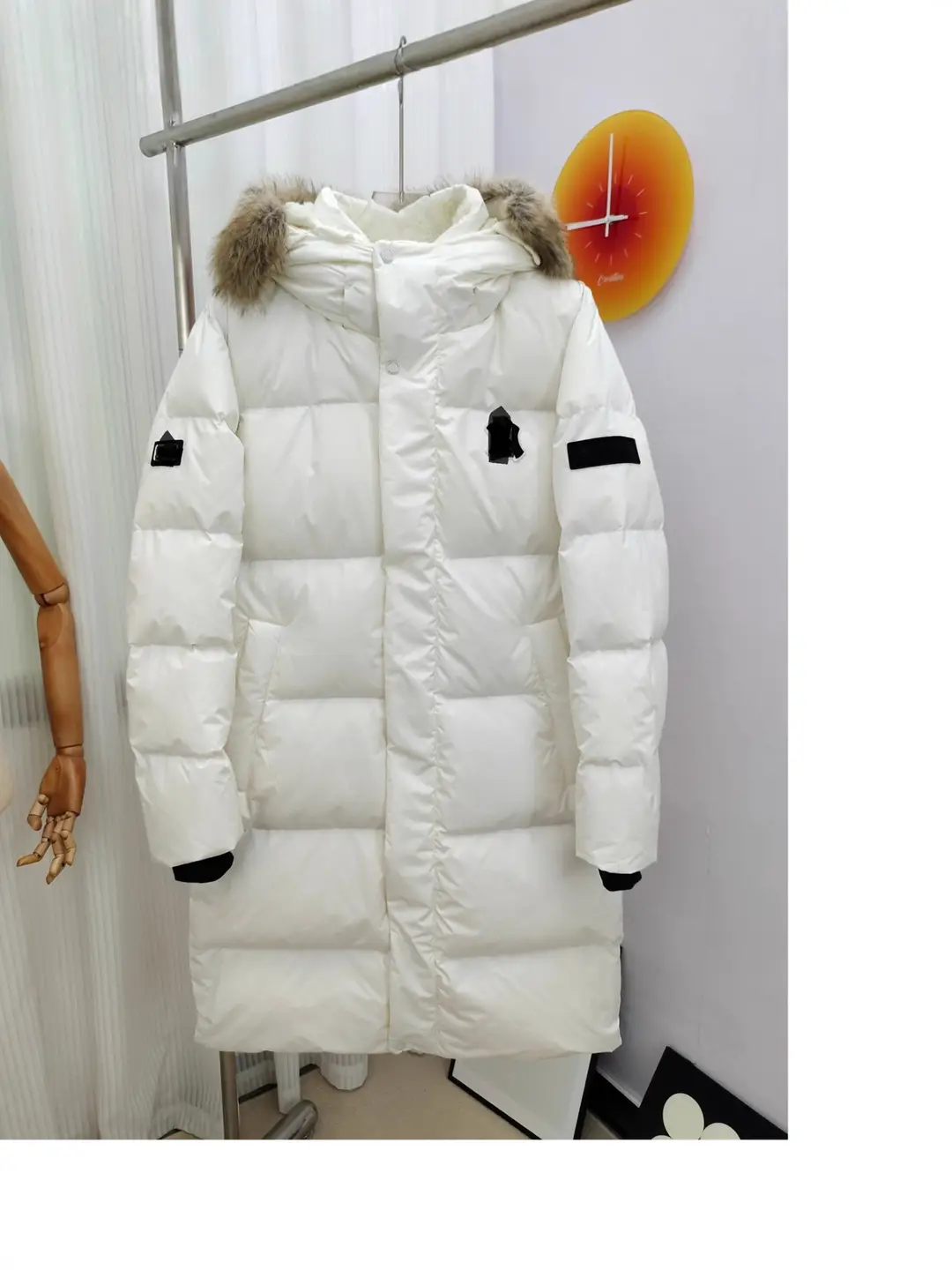 Mlb2026 New York Yankees Button Button Small Label Embroidered Long Hooded down Jacket Couple Collection