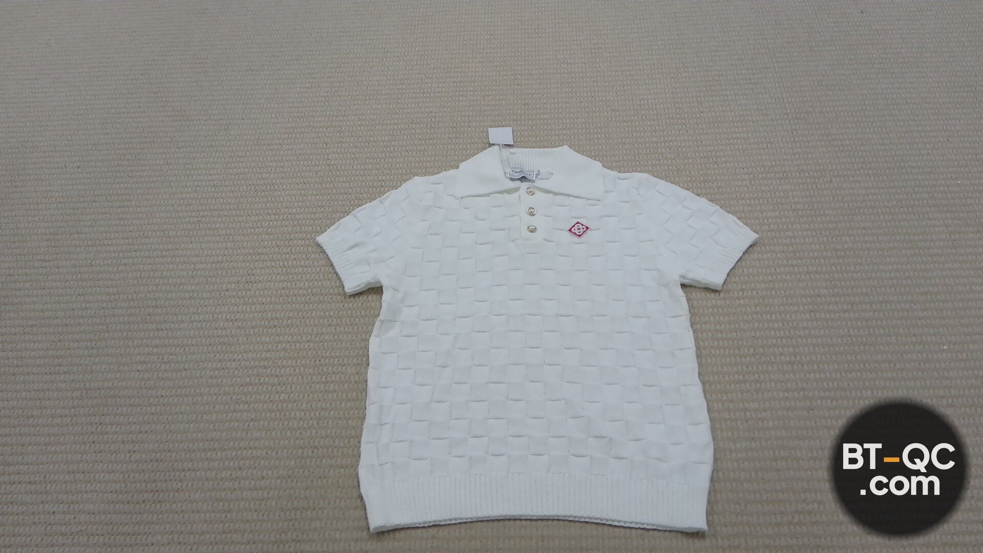 Casablanca Tennis Club White Knit Polo Shirt QC