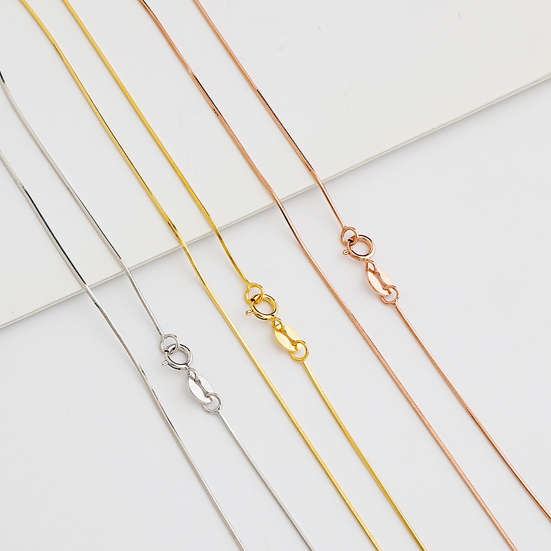 S925 Sterling Silver Snake Bone Chain DIY Handmade Necklace Short Clavicle Chain Thin Chain Naked Chain Octagonal Thin Chain Jewelry Accessories