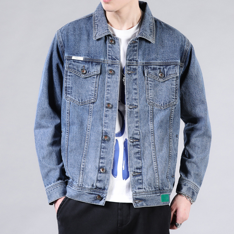 High Street Fashion Brand Denim Jacket for Men, New Spring Style Loose Fit Outerwear, Men's Autumn Outfit, Hong Kong Style Cool Casual Top