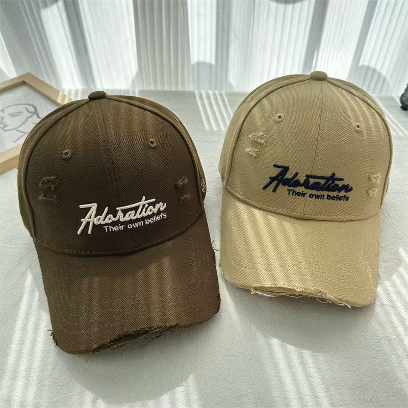 Summer new sunshade sunscreen high quality cap semi-hard top big head circumference hole letter embroidery baseball cap women