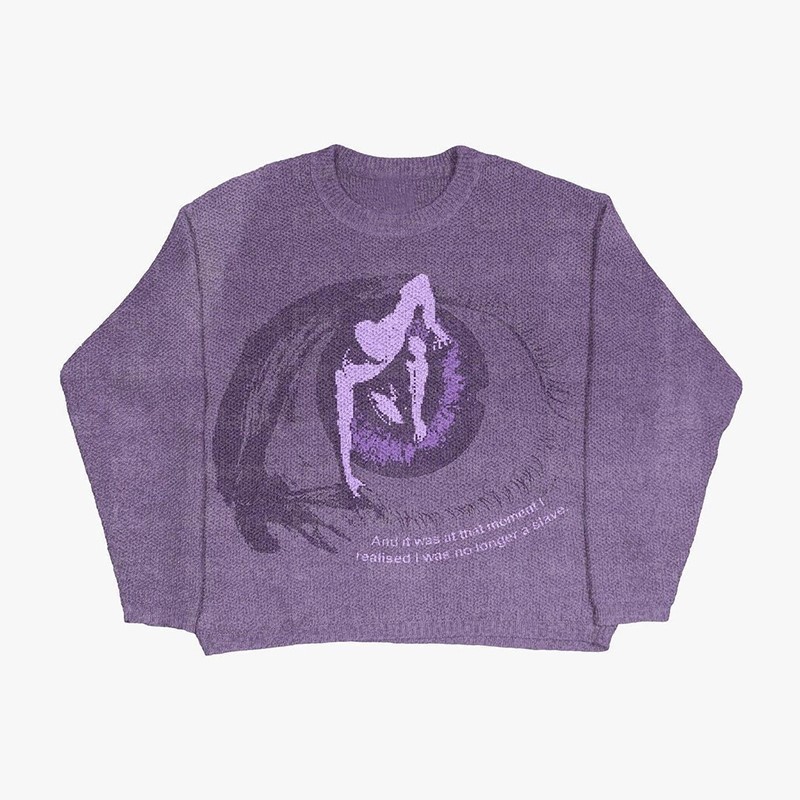 Factory direct Europe and the United States cross-border fall and winter tide retro graffiti printing high street men and women fashion sweater sweater