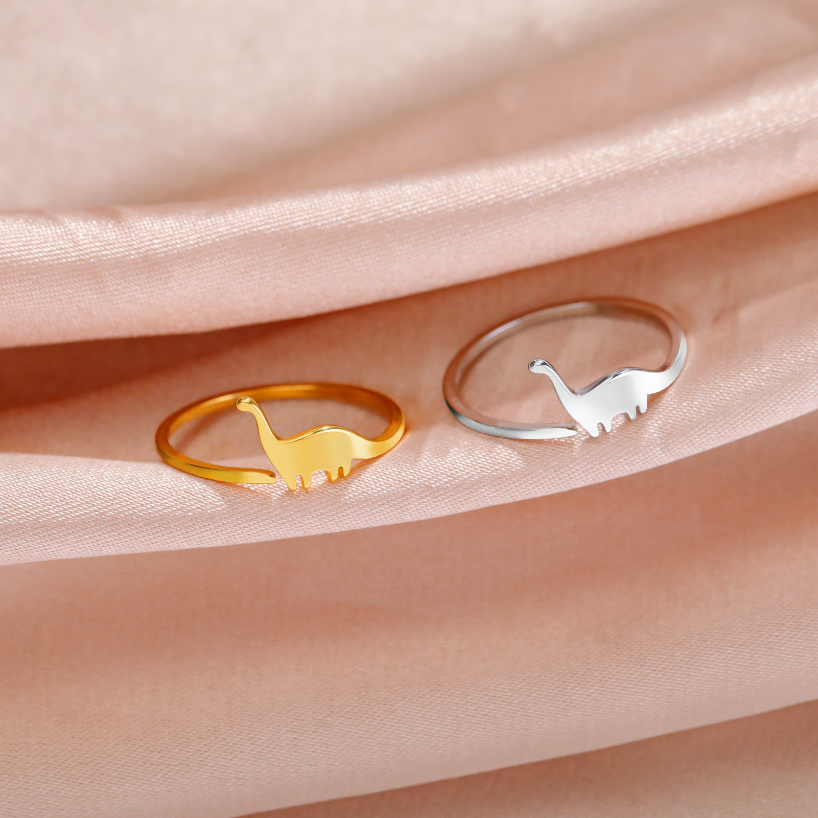 Dinosaur ring stainless steel cute wrist Dragon open adjustable ring animal jewelry for women birthday gift