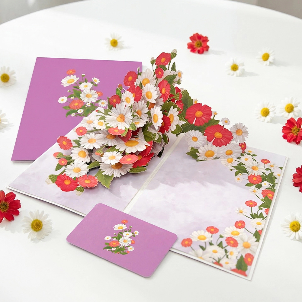 Mother's Day 3D Pop-Up Card Paper Sculpture Thank You Card Student Gift for Mom Birthday Creative Gift Cross-Border Wholesale