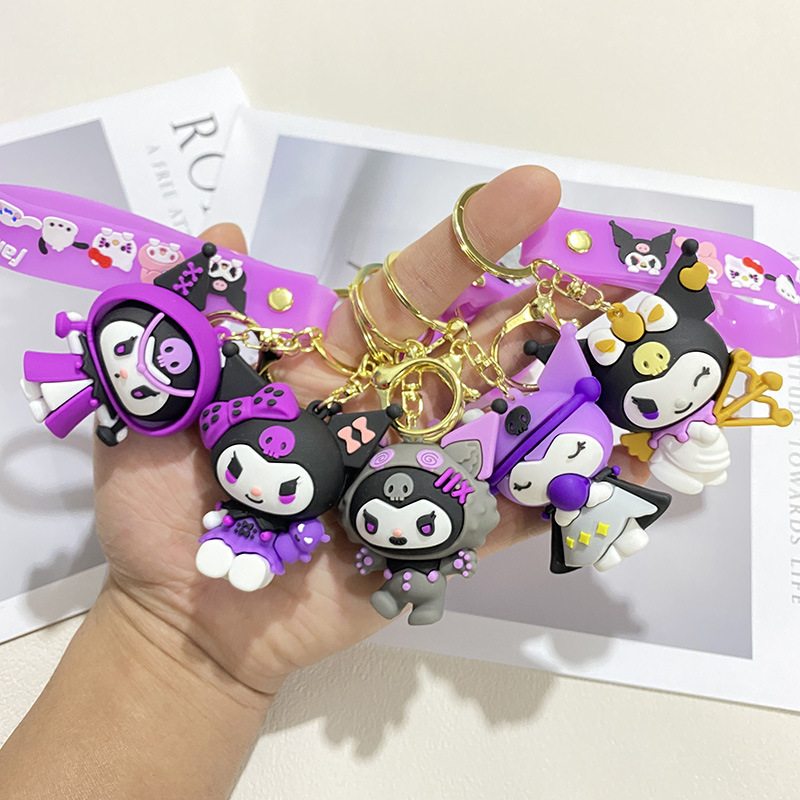 Cartoon Cross-Dressing Magic Sanrio Kuromi Keychain Doll Bag Car Key Chain Pendant Stall Wholesale