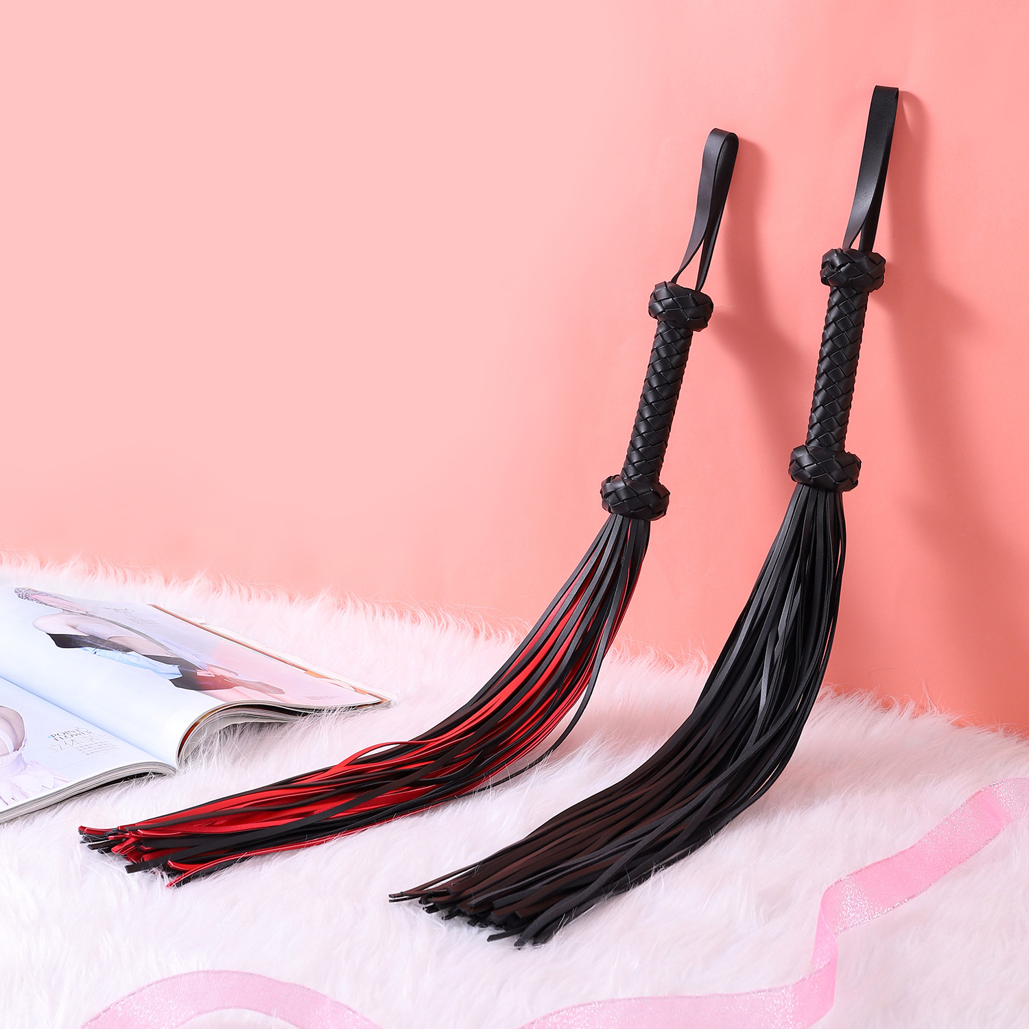 Fun adult leather red leather whip sm male and female husband and wife adult product Pu loose whip other nightclub performance whip