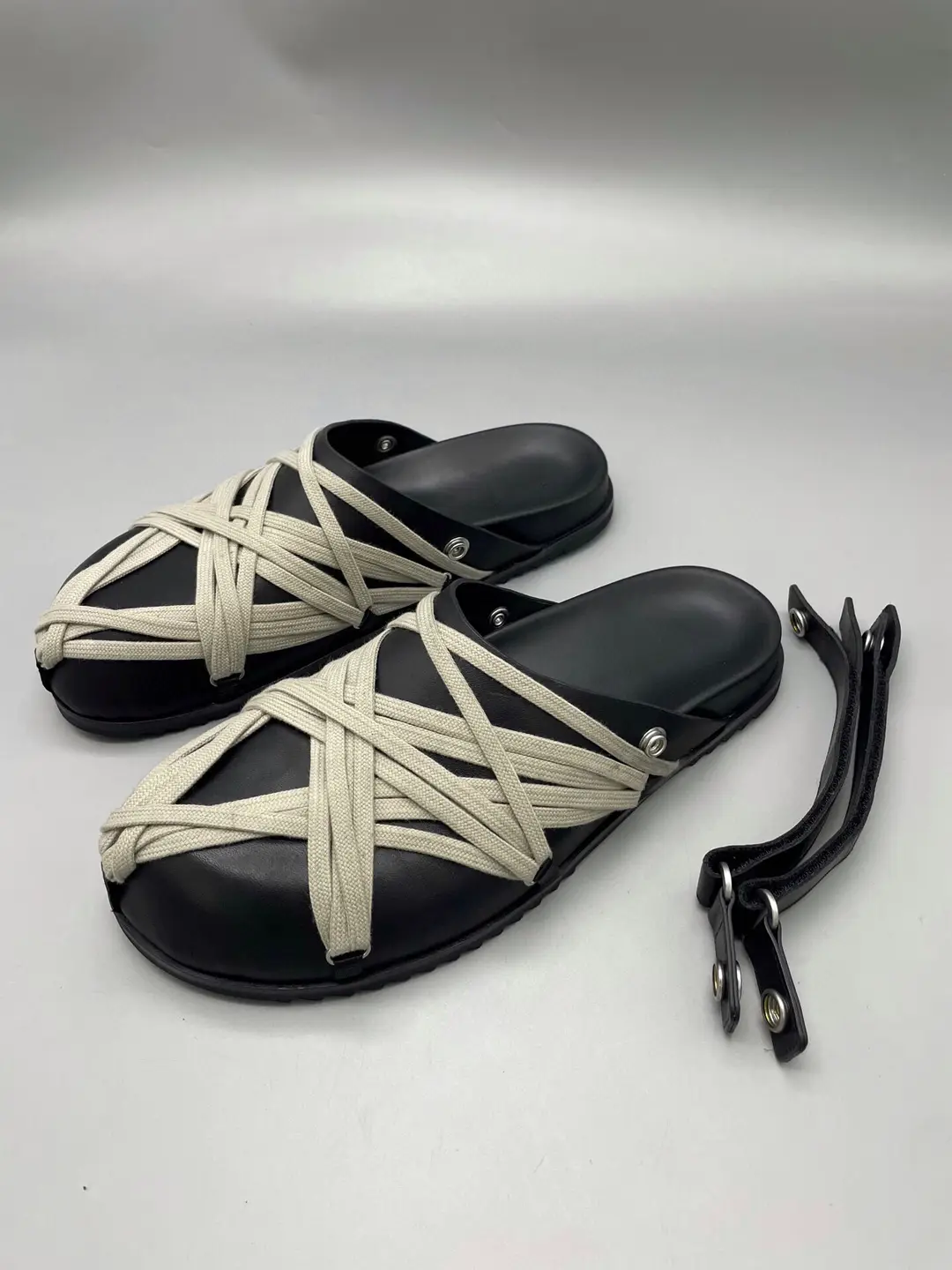 Rick Ro Sandals, Toe-Toe Slippers, One Shoe, Two Wear, Detachable Dark Pioneer High Street Style Straps for Men and Women