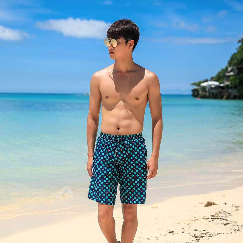 Couple's Travel Season Hot Spring Seaside Small Bust Push-Up Sexy Women's One-Piece Swimsuit Men's Beach Shorts Backless Casual