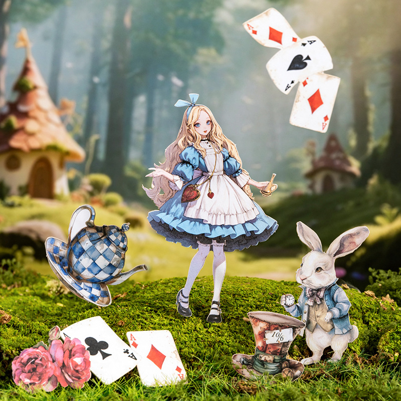 Ketchup No White Edge Hard Card Sticker Fairy Tale Adventure Manual Series Cartoon Landscaping Material Handbook DIY Collage