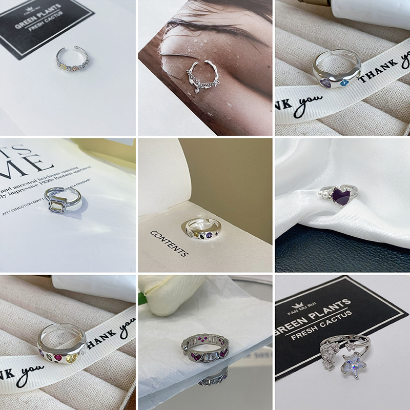 Light Luxury Niche Five-color Daisy Flower Ring Fashionable Personalized Simple Small Clear Ring All-match Hand Jewelry Women's Fashion