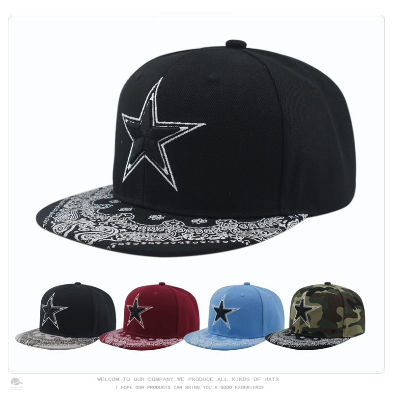 New Arrival Five-pointed Star Embroidered Baseball Cap Men's Street Hip-hop Cool Skateboard Flat Cap Women's Instagram Style Trendy Sun Hat