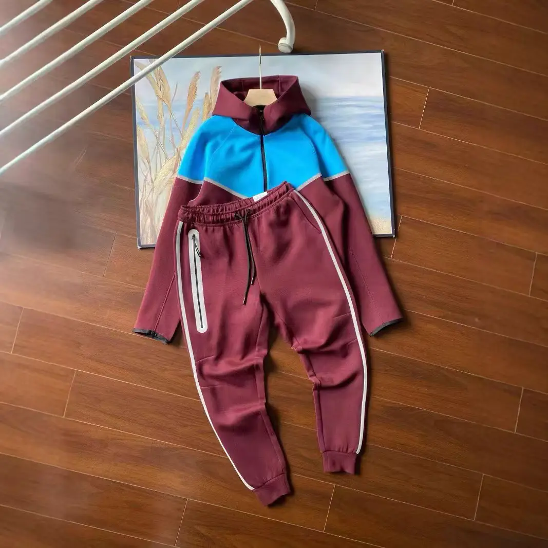 2025 spring men's small hook new sports outdoor leisure reflective stripes pressed rubber air layer cotton men's sweat pants