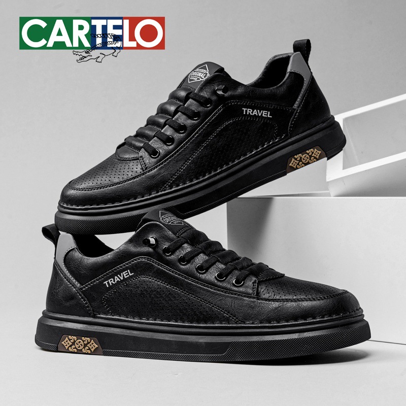 Cartelo Crocodile Shoes Men's 2026 New Spring Hot-Selling Casual White Slip-On Sneakers for Men