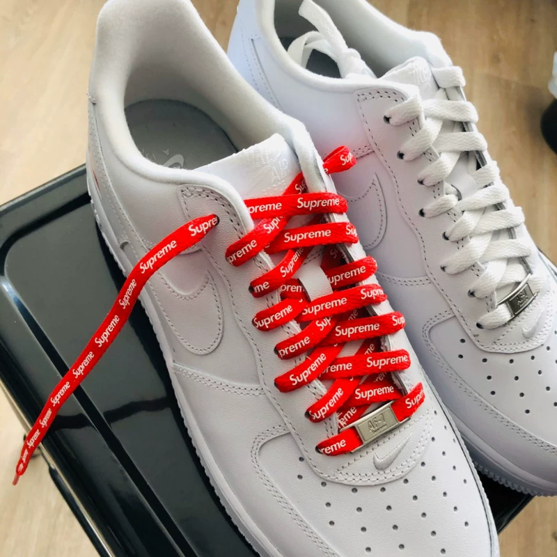 Compatible with Airforce1 Supreme Full-Print Lettering Pure White DIY Air Force One Af1 Shoelaces and Shoe Buckles Foto QC de TAOBAO na Qualit.ly