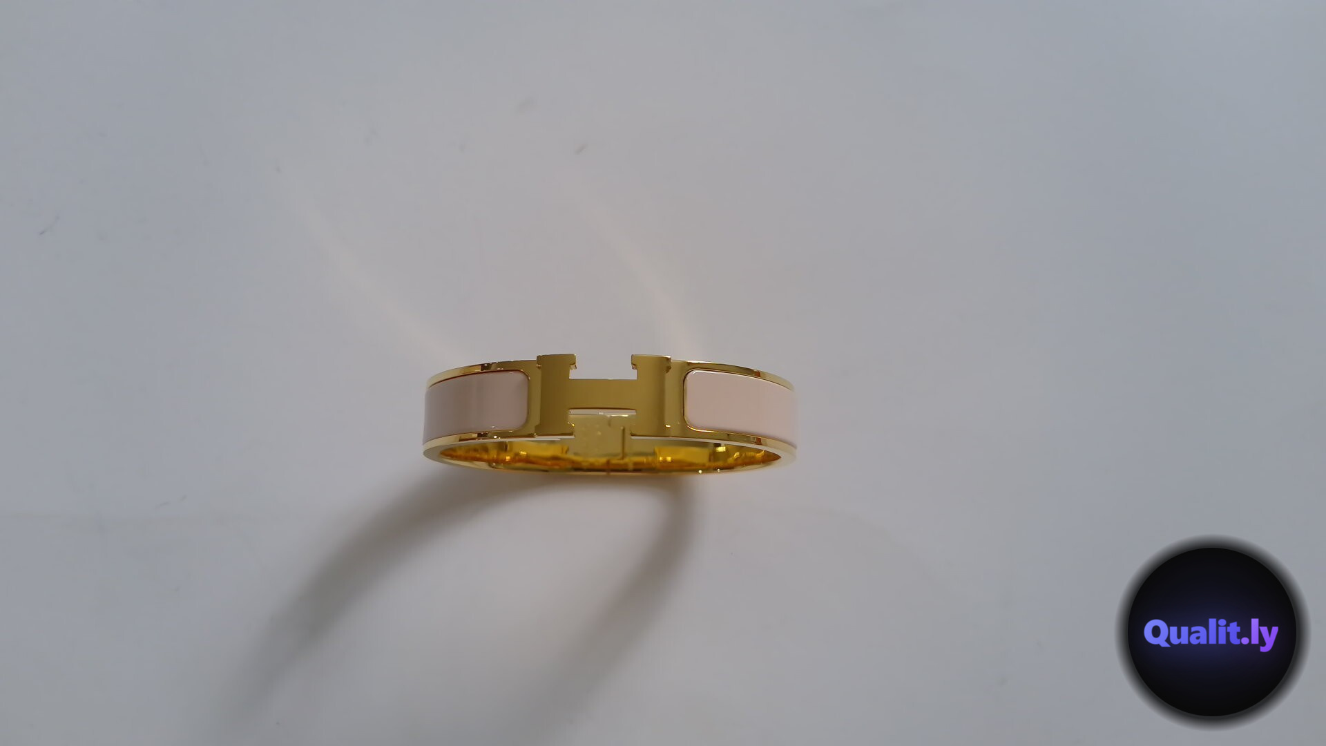 Hermes Collier de Chien Bracelet Gold Pink QC