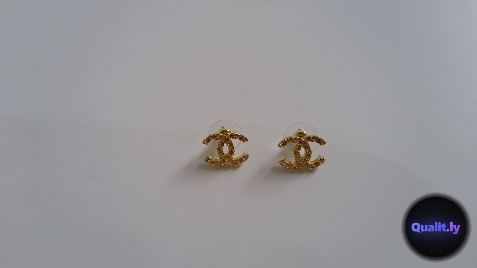 Chanel CC Stud Earrings Gold QC