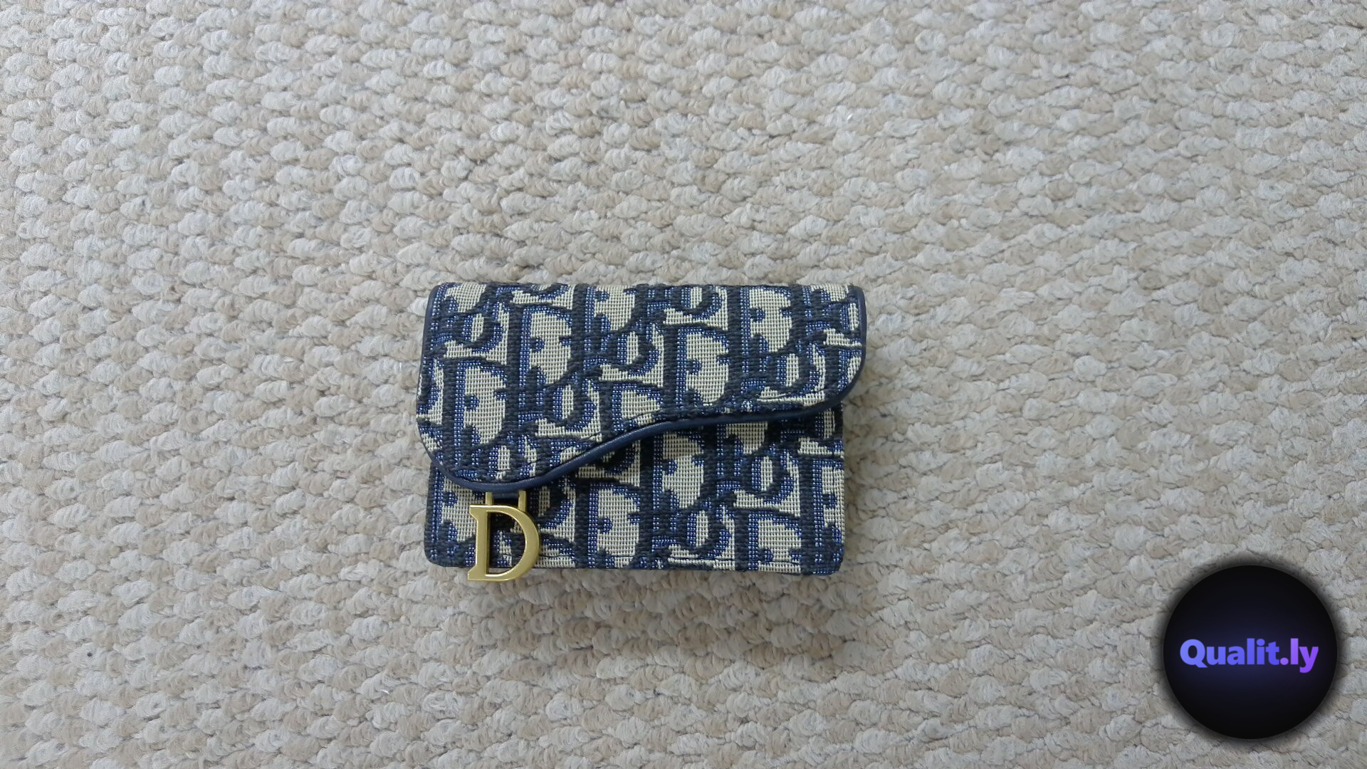 Dior Saddle Flap Card Holder Blue Oblique Canvas QC