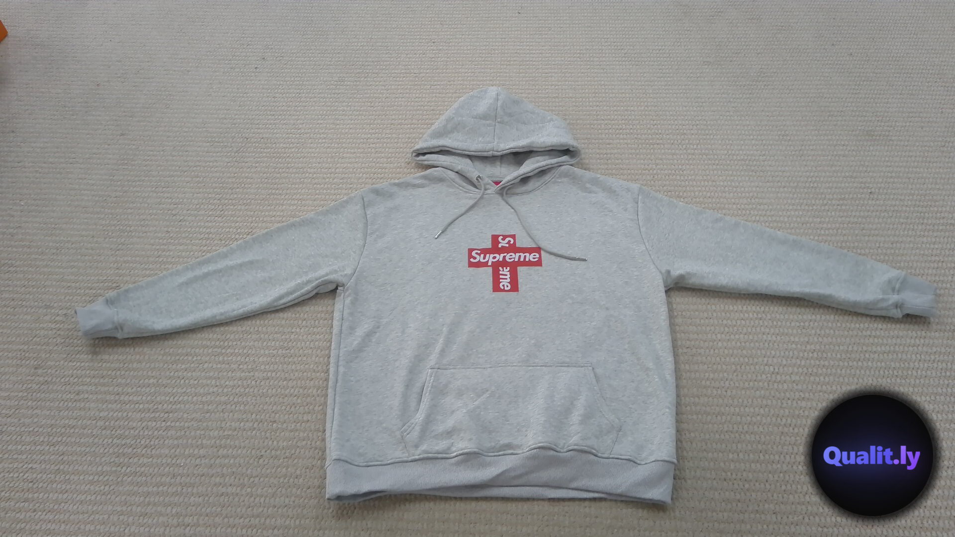 Supreme Cross Box Logo Hoodie Grey QC
