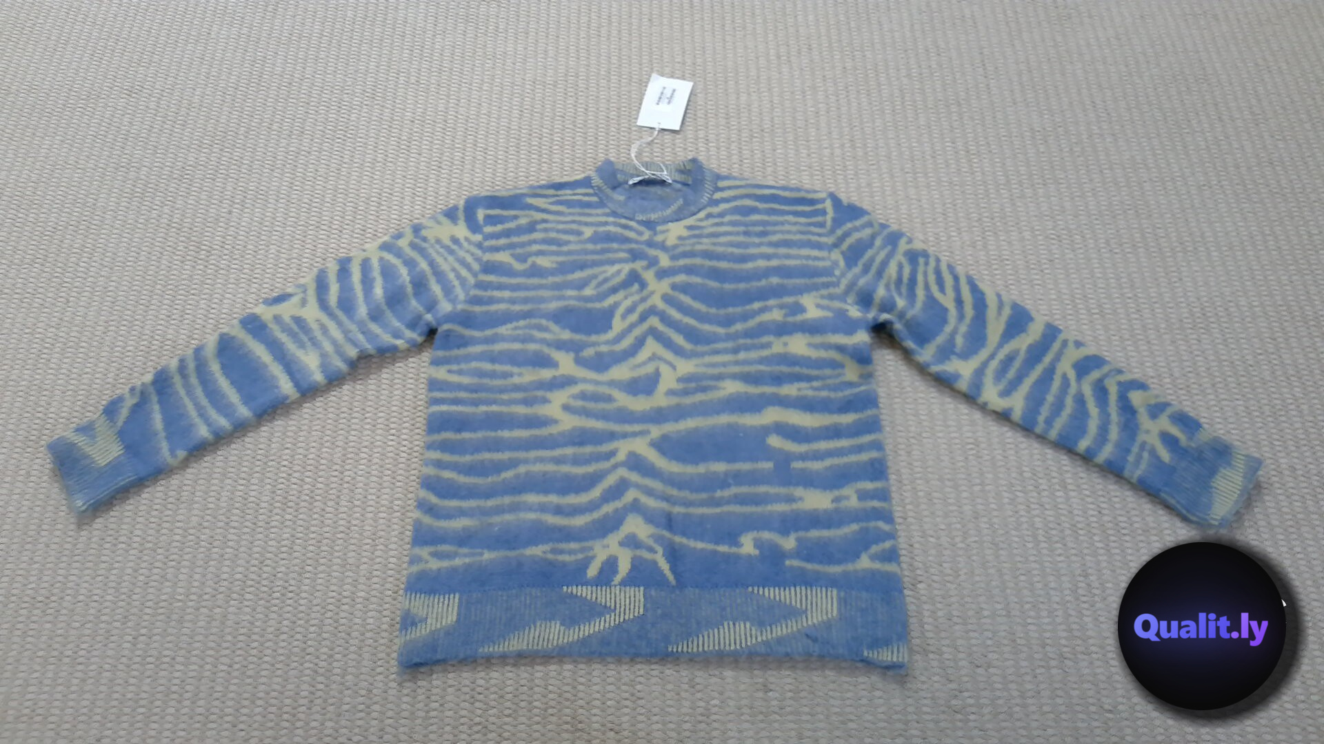 Acne Studios Blue Yellow Zebra Print Sweater QC