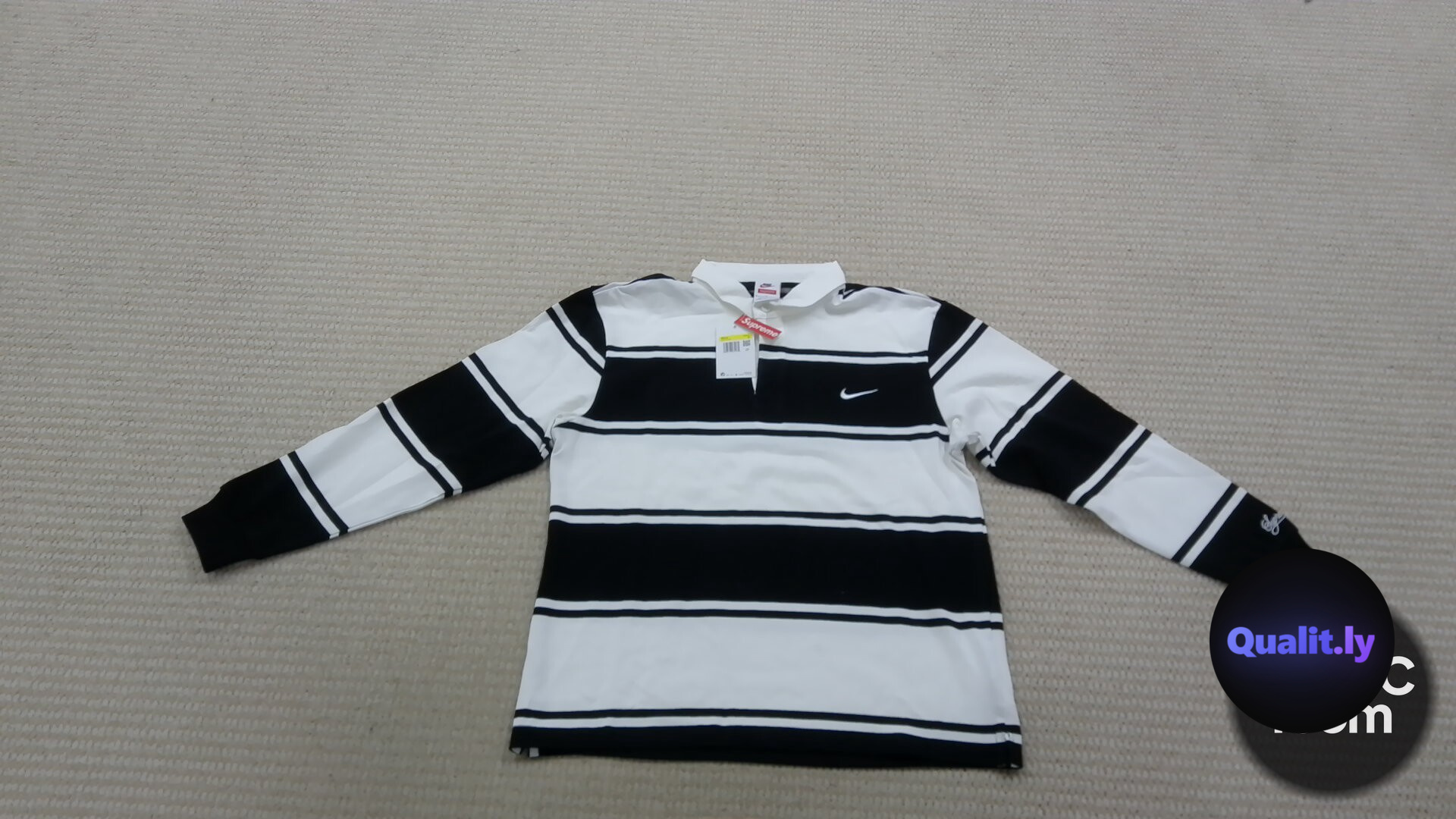 Supreme Nike Rugby Shirt Black White QC