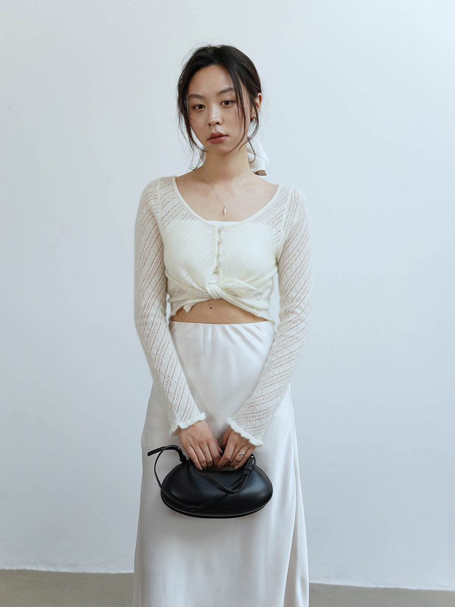 Love and Nancy Guangzhou Thirteen Lines Summer Original New Round Neck Skin Friendly Fungus French Cardigan Sweater 41144