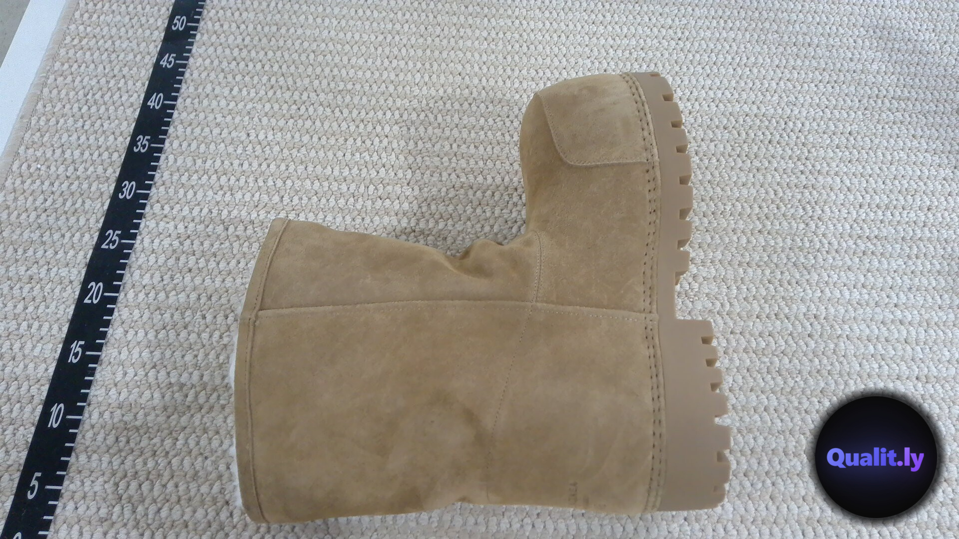 Balenciaga Alaska Fur High Boot Suede Fake Shearling Tan QC