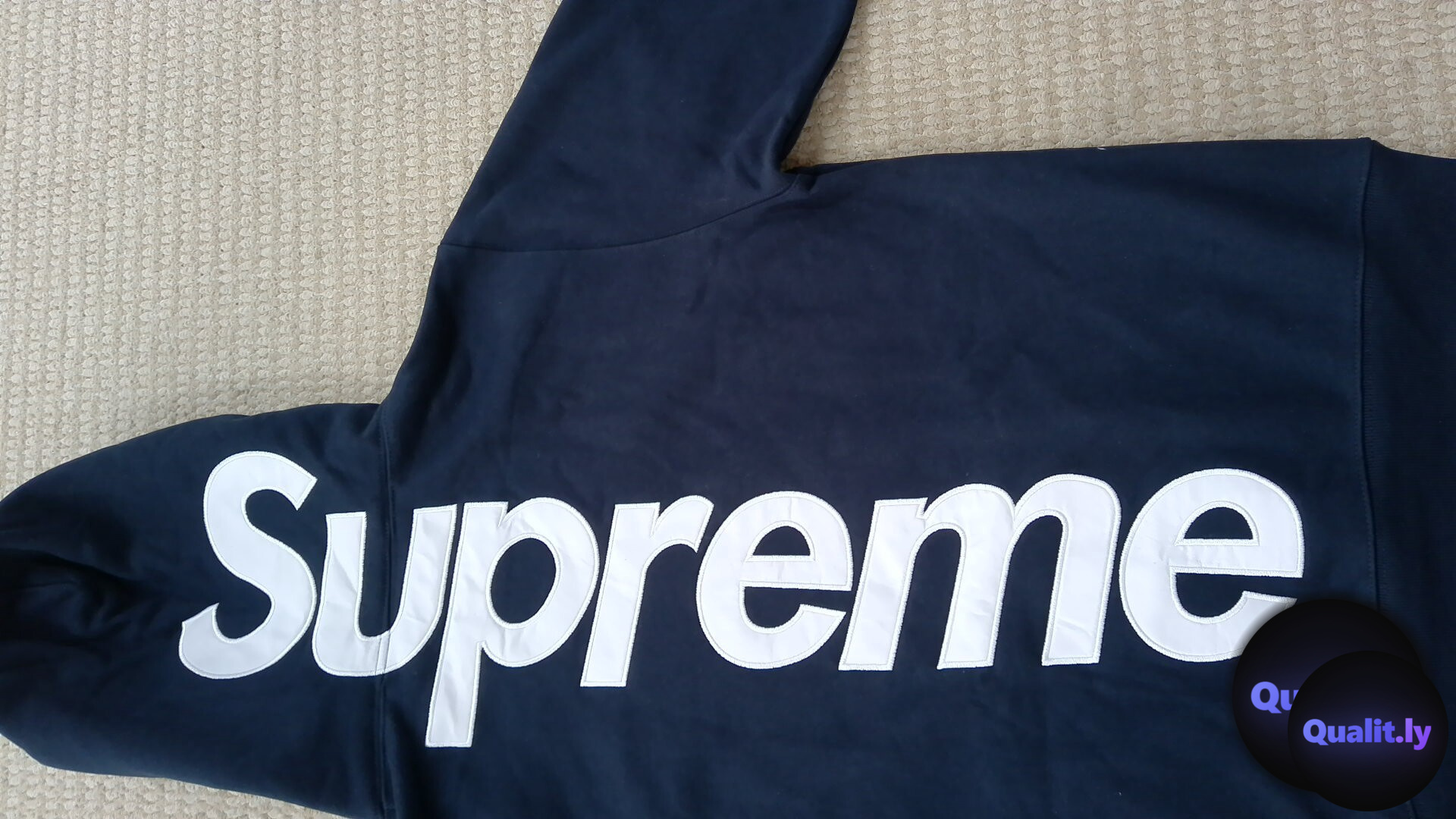 Supreme Navy Box Logo Hoodie QC