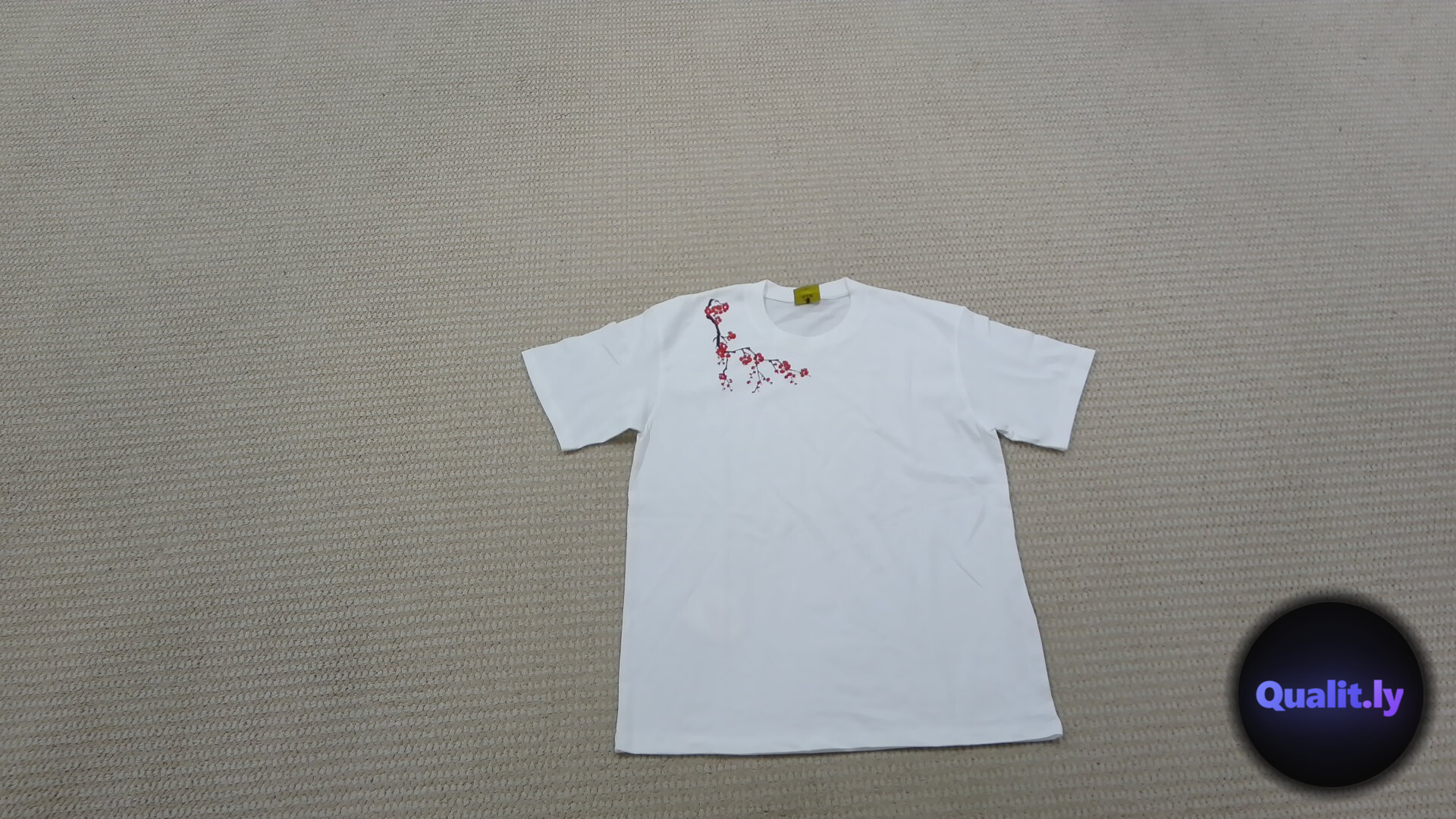 Make Money and Do Charity! 260g Heavyweight Pure Cotton! Right Shoulder Plum Blossom Couple Style Women's Loose Short-Sleeved T-Shirt for Men QC