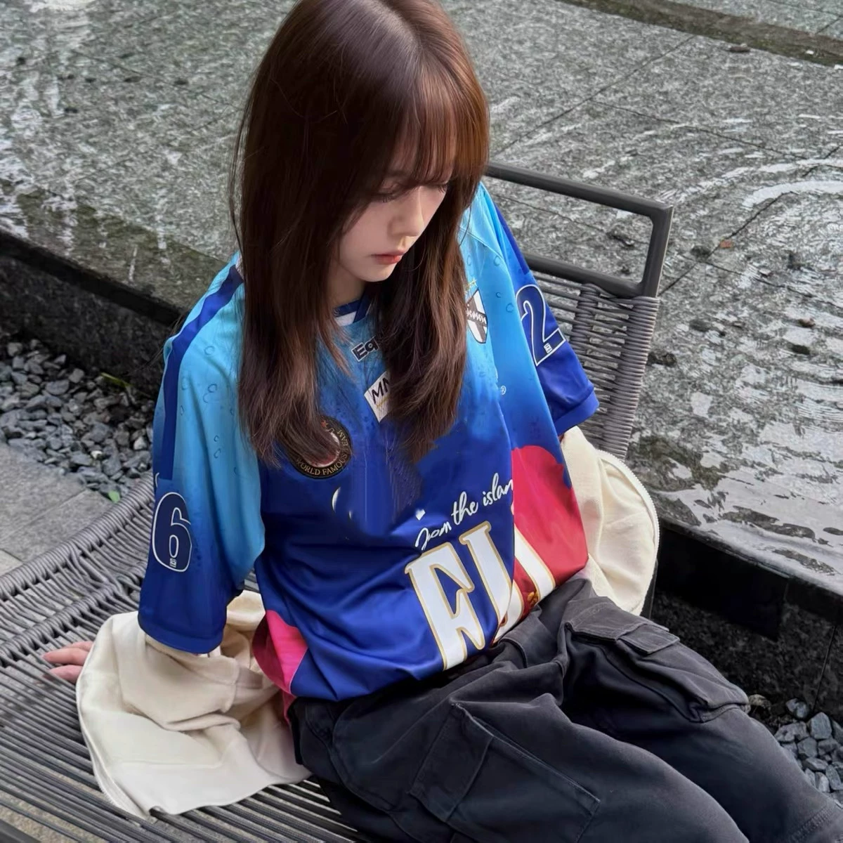 Original 26Ss Soccer Jersey Short Water Drop Flower Print Sports Short-Sleeved Jersey Set for Men and Women