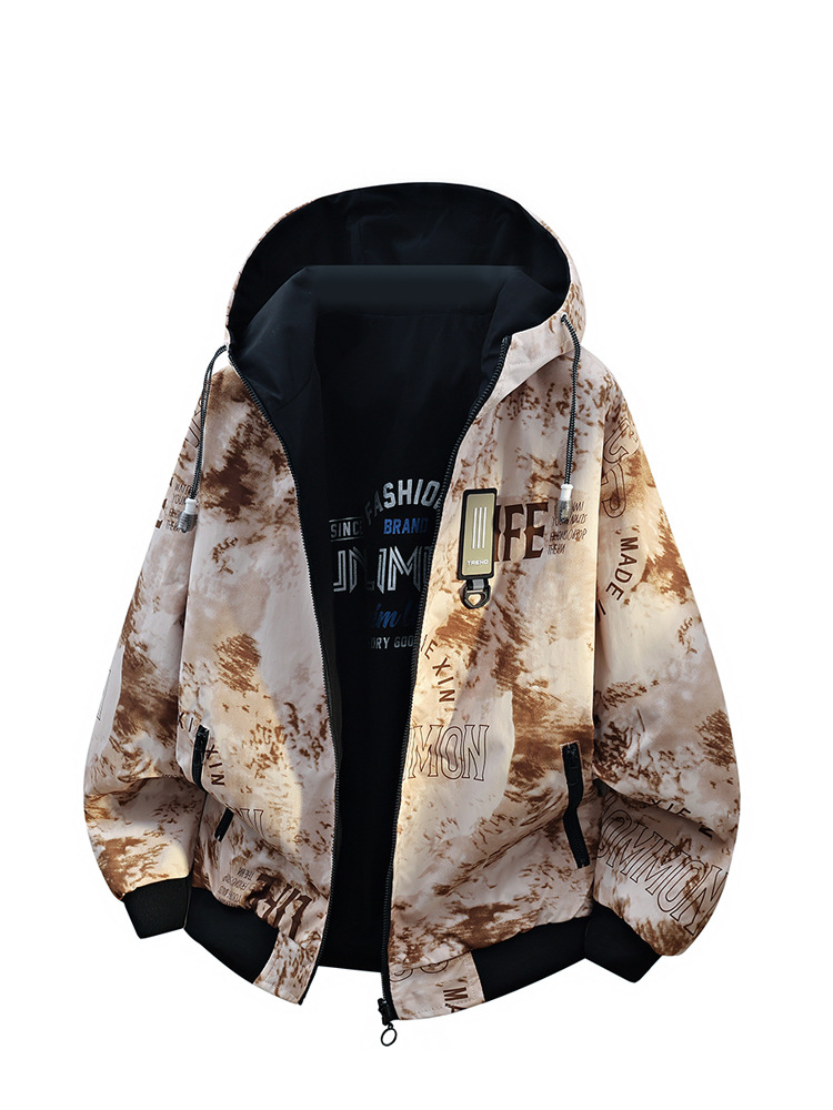 2026 Youth Hooded Jacket for Boys, Autumn Loose Baseball Jacket for Middle School Students, Autumn Warm Clothing