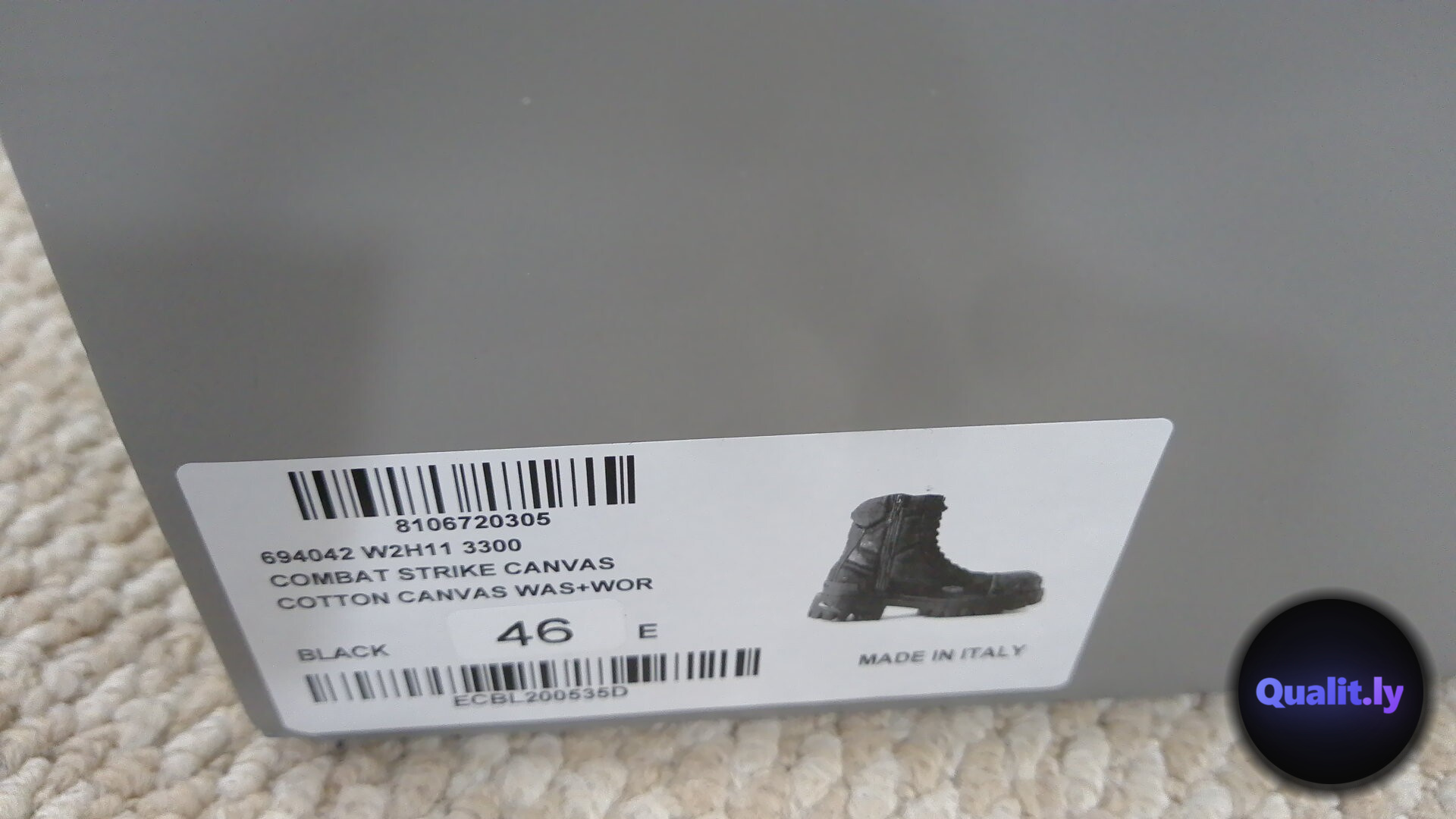 Balenciaga Combat Strike Canvas Boots Black — photo QC 2