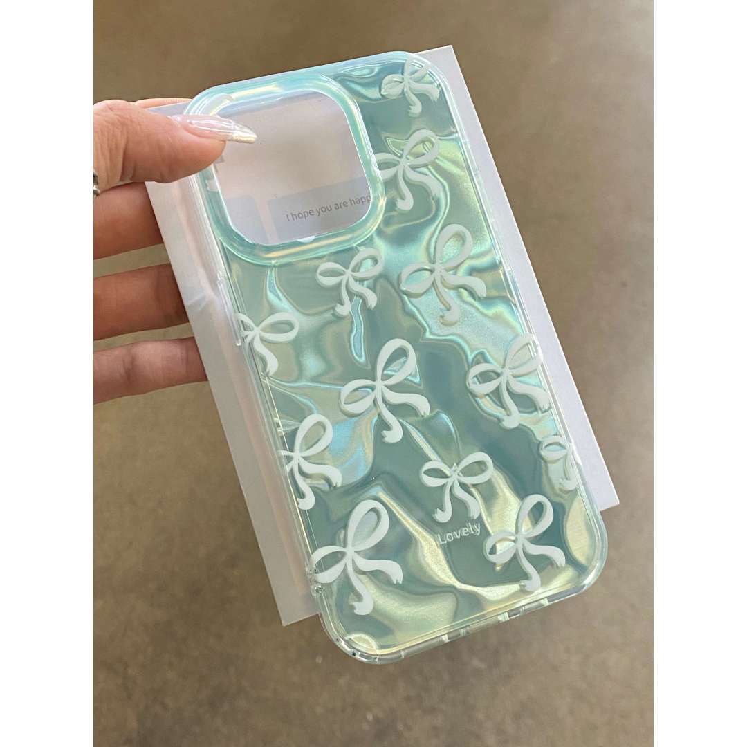 Mint Green Bow for iPhone15promax Apple 14 All-inclusive Phone Case 13 New 12 Soft Case
