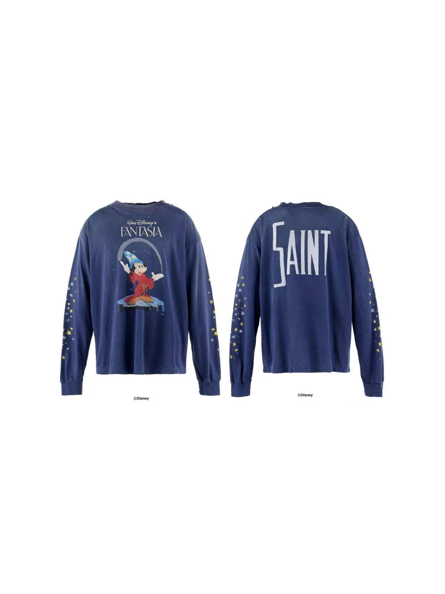 Three Complete Labels Saint Michael American Retro Printed Cotton Long-Sleeved T-Shirt for Men and Women