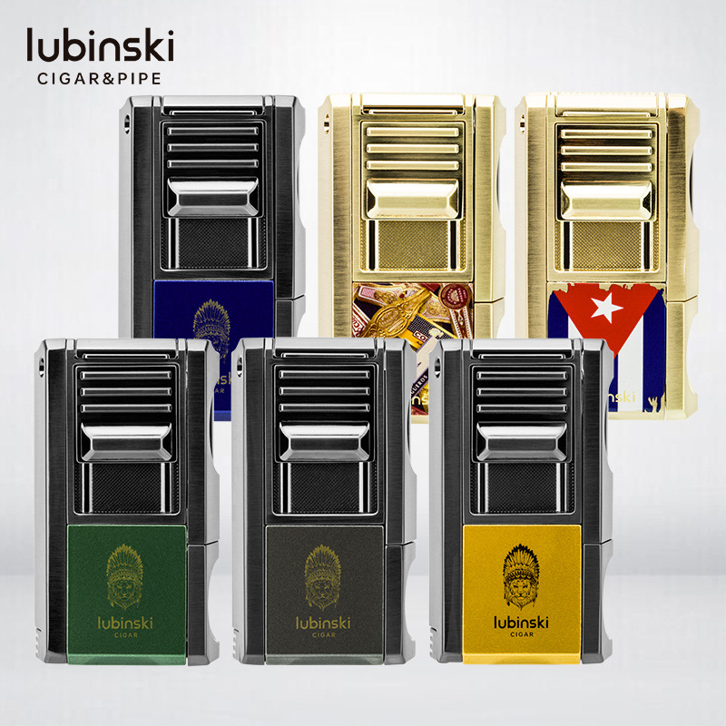 Lubinski cigar lighter zinc alloy multi-function V shear hole opener cigarette holder ash holder LUBINSKI