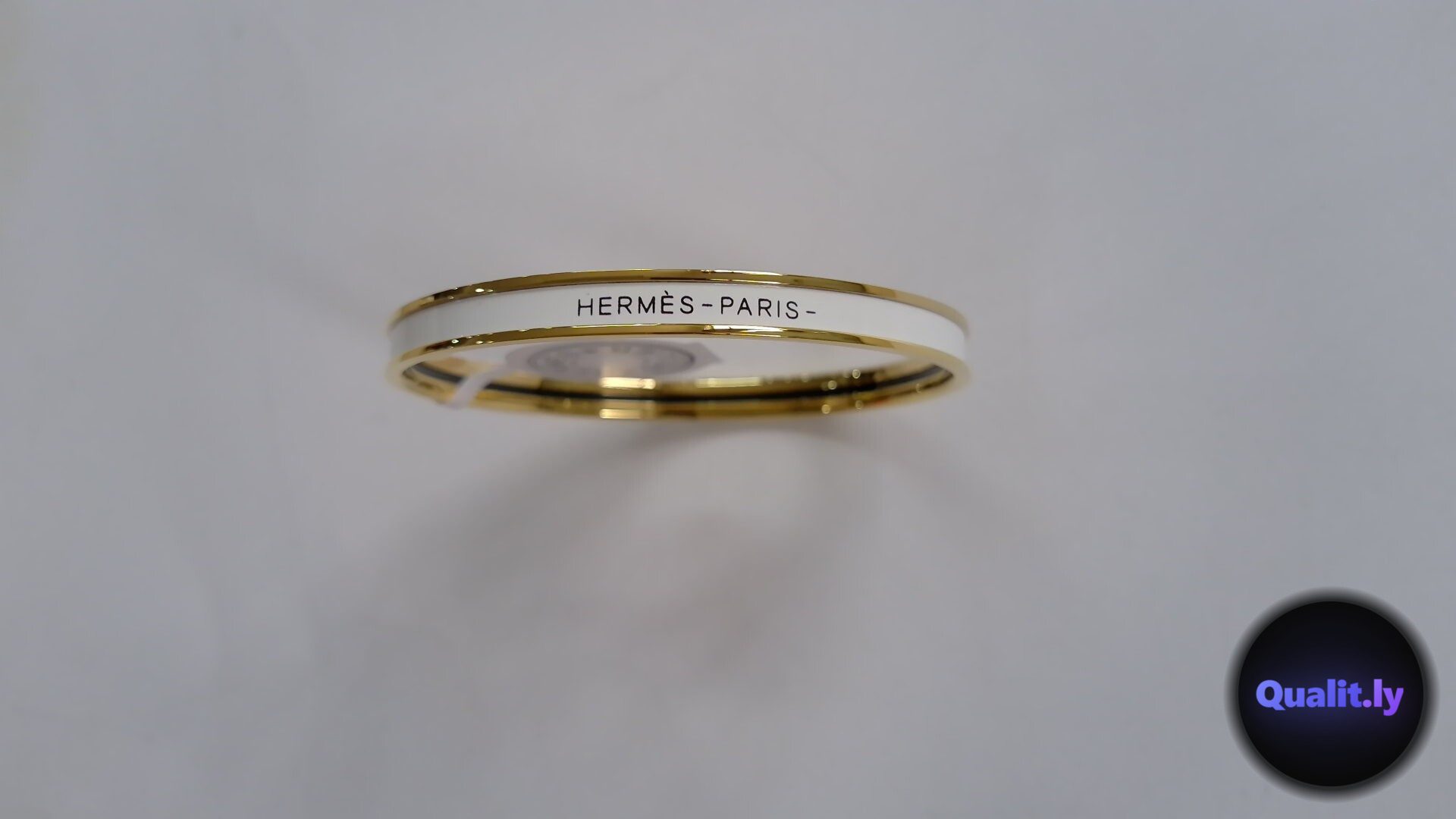 Hermes Paris White and Gold Bangle QC