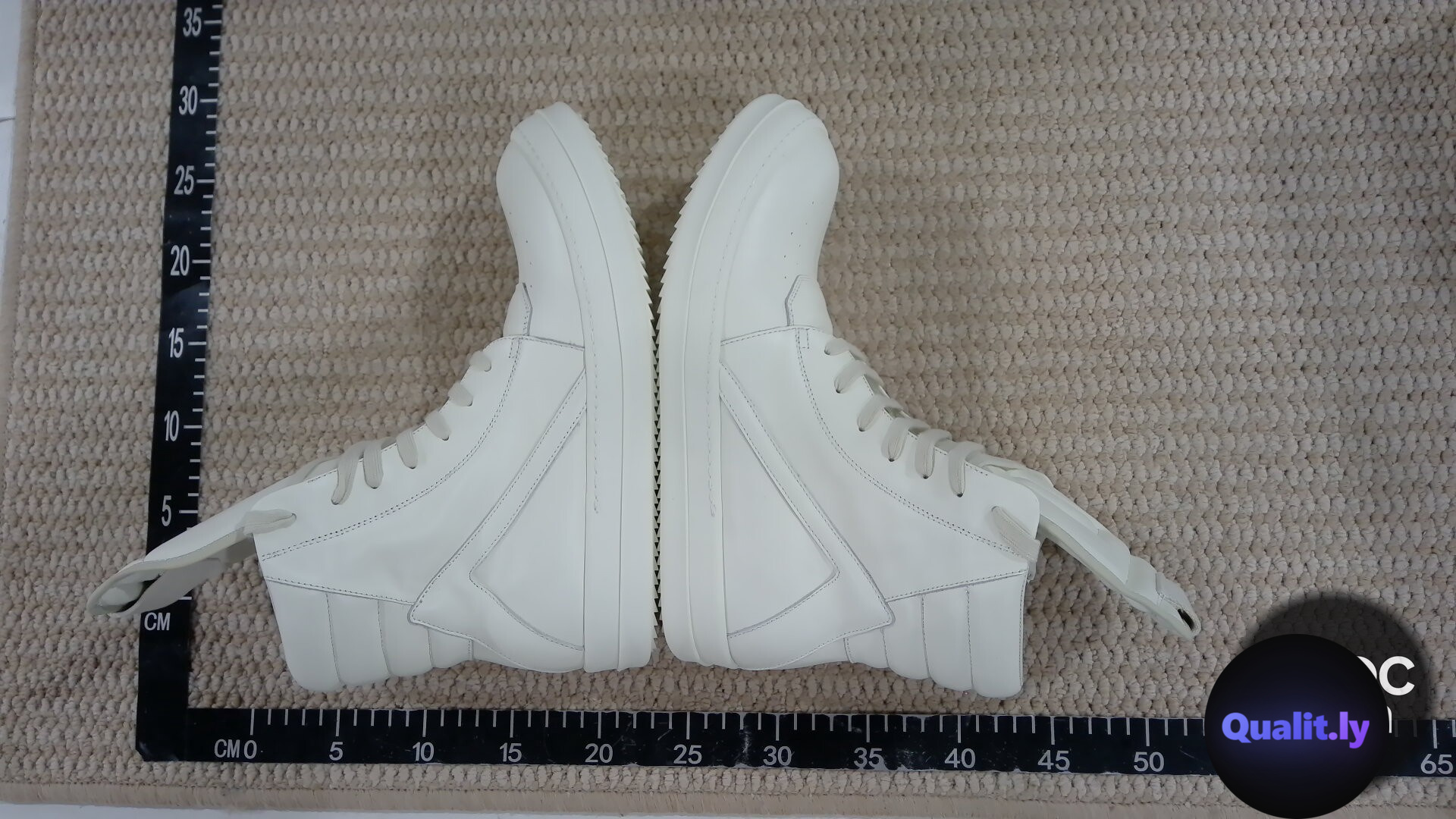 Rick Owens White Leather High Top Sneakers QC