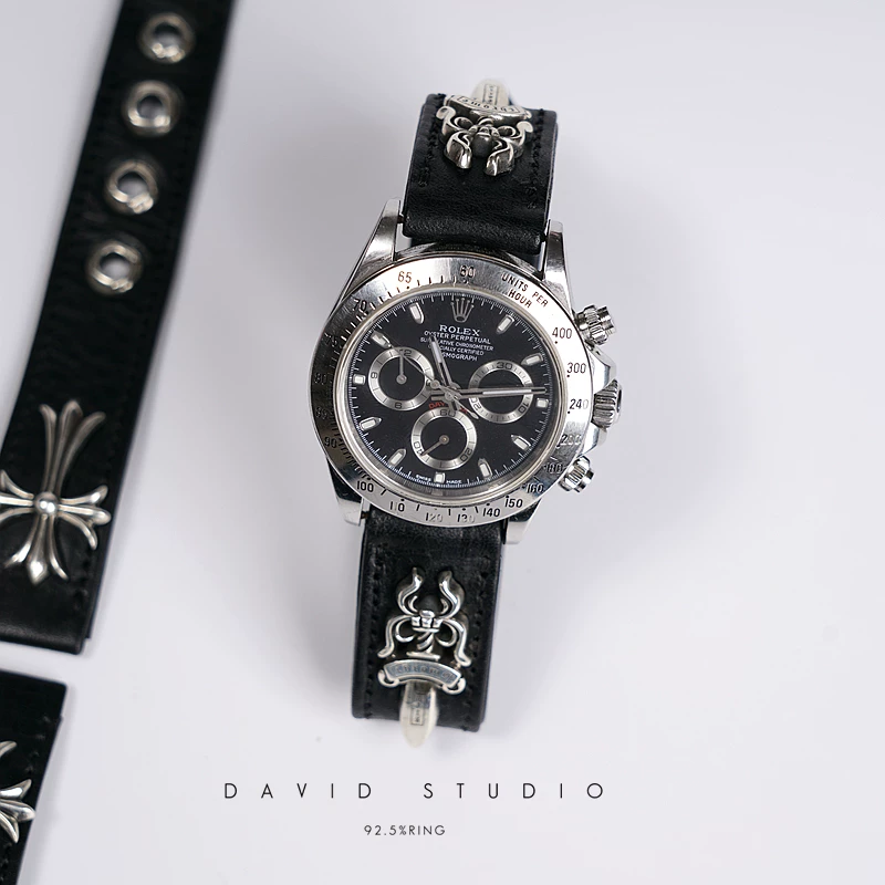 David Customized S925 Sterling Silver Accessories and Italian Cowhide Leather Watch Strap, the Watch Strap Can Be Replaced by Yourself