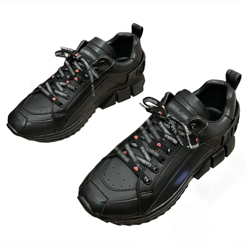 Genuine Leather Sneaker Men's European Station Summer Fashion Brand Perforated Breathable Running Shoes Fashion Soft Bottom Pure Color Travel Shoes Men